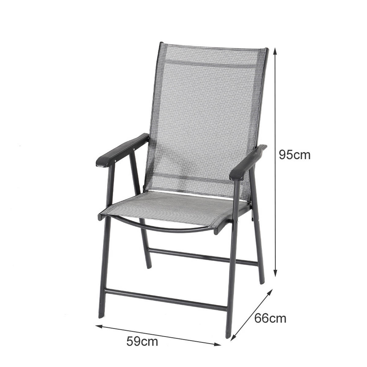 KLAPPSTUHL-SET(2 Sthüle) aus Metall Stoff in Schwarz für Balkon Garten oder Terrasse draußen - Schwarz, Metall (59/95/66cm) - Livingandhome