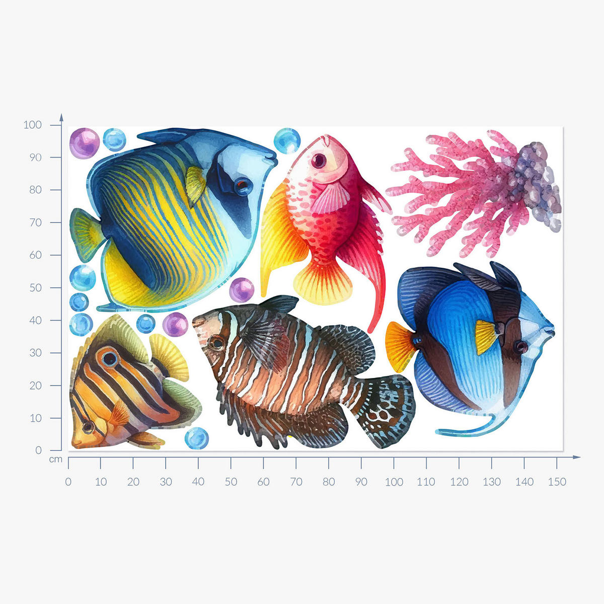 WANDAUFKLEBER 100x152cm - Unterwasserwelt der Fische - Multicolor, Kunststoff (100/152/0.1cm) - Wallfluent