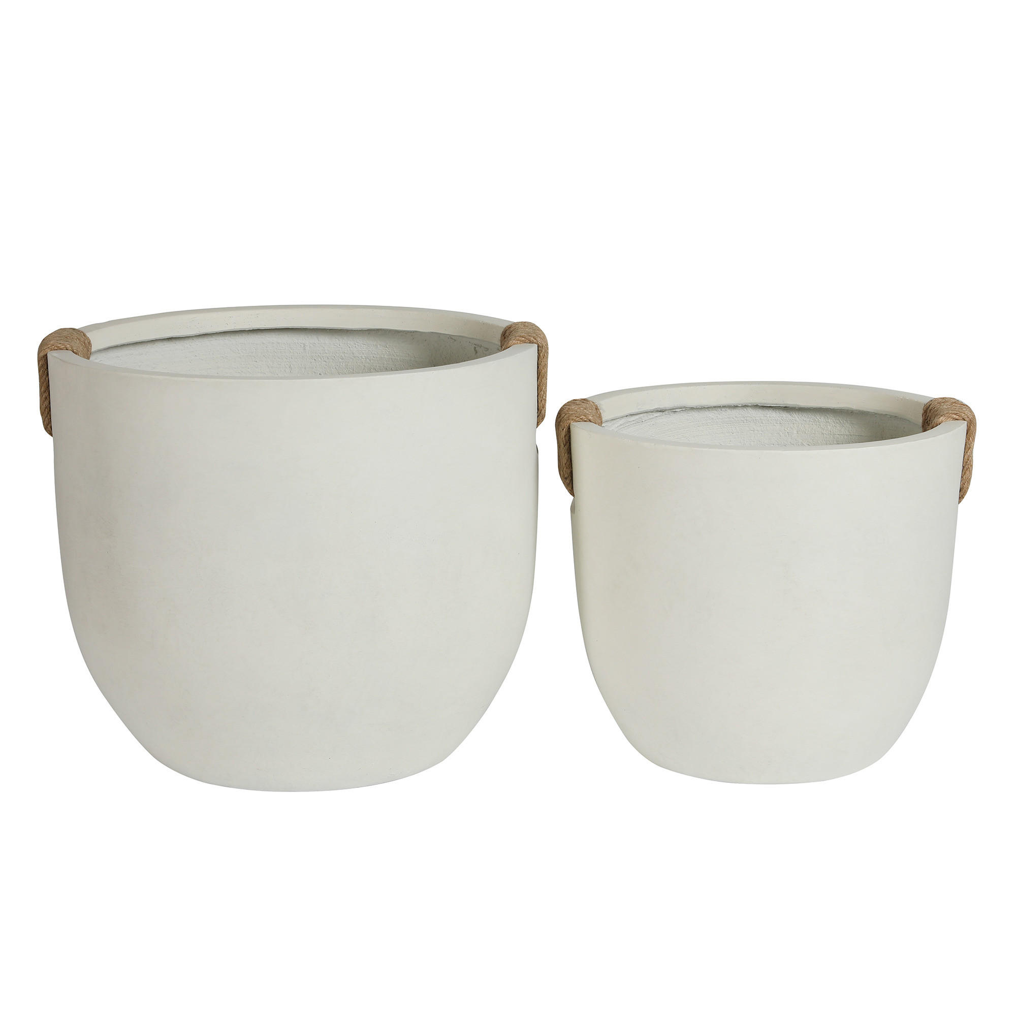 BLUMENTOPF Ø 46/37 cm Nicht-gerade weiss mit Abflusslöcher (2 Stück) - Creme, Naturmaterialen (37.3/33cm) - Oxeza