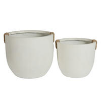 BLUMENTOPF Ø 46/37 cm Nicht-gerade weiss mit Abflusslöcher (2 Stück) - Creme, Naturmaterialen (37.3/33cm) - Oxeza