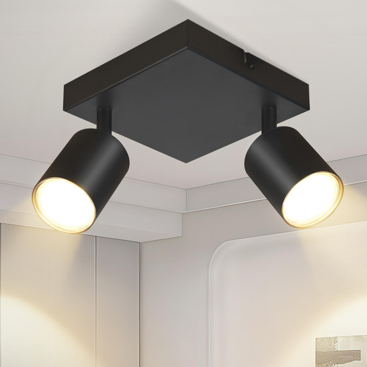 STRAHLER Beeskow 2-flammig 15/15/14.4 cm - Schwarz, Metall (15/15/14.4cm) - Nettlife