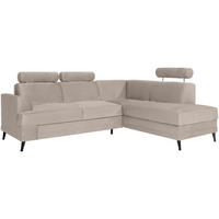 ECKSCHLAFSOFA Kordian rechts hellbeige - Beige, Textil (250/200cm) - Beautysofa