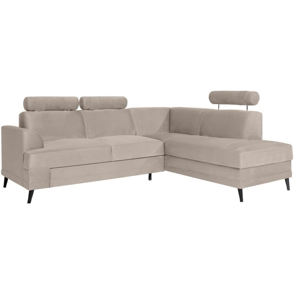 ECKSCHLAFSOFA Kordian rechts hellbeige - Beige, Textil (250/200cm) - Beautysofa