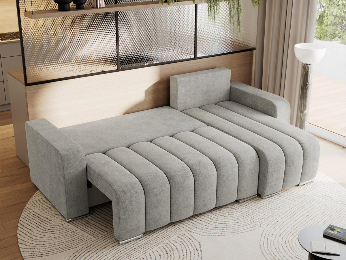 ECKSOFA KIRASSO L Hellgrau Stukture - Hellgrau/Grau, Textil (245/147cm) - MKS