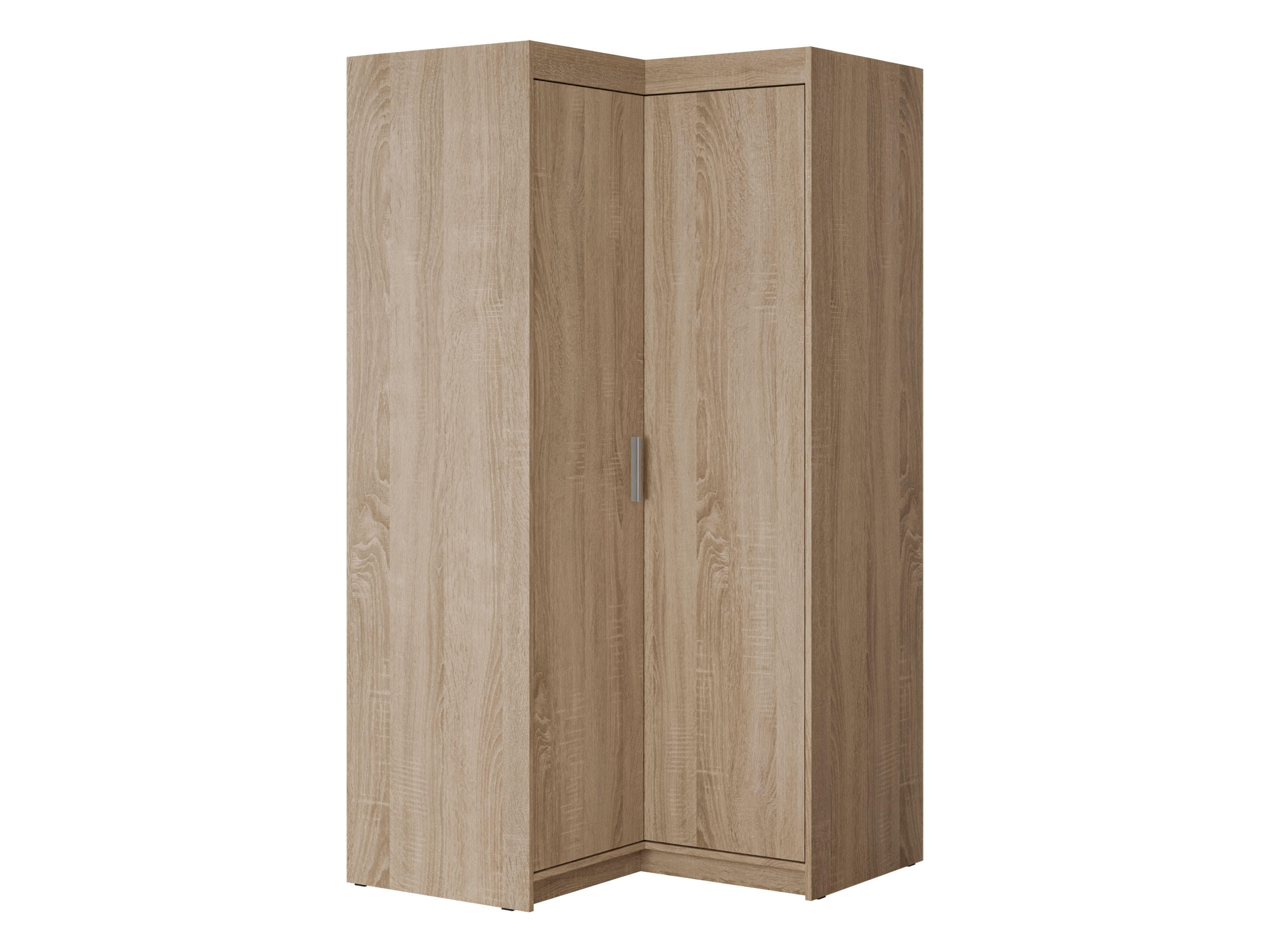 ECKKLEIDERSCHRANK Elena 2D - Silberfarben/Sonoma Eiche, Holzwerkstoff/Kunststoff (98/191/98cm) - MIRJAN24