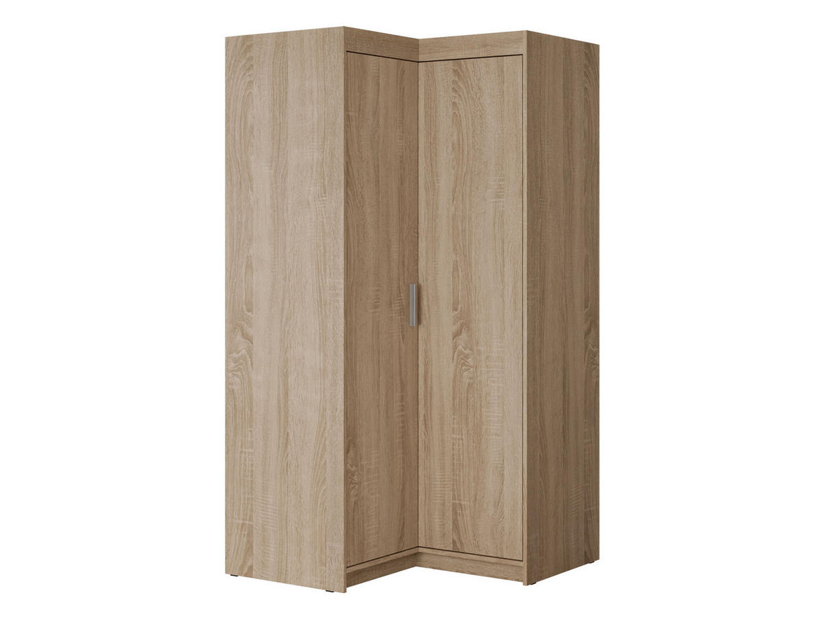ECKKLEIDERSCHRANK Elena 2D - Silberfarben/Sonoma Eiche, Holzwerkstoff/Kunststoff (98/191/98cm) - MIRJAN24