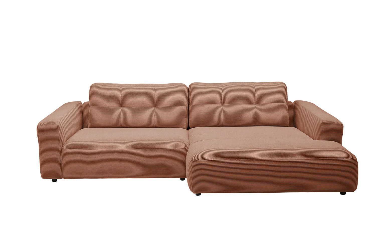 ECKSOFA MIKA Braun Cord - Dunkelbraun/Schwarz, Kunststoff/Textil (276/167cm) - KAWOLA