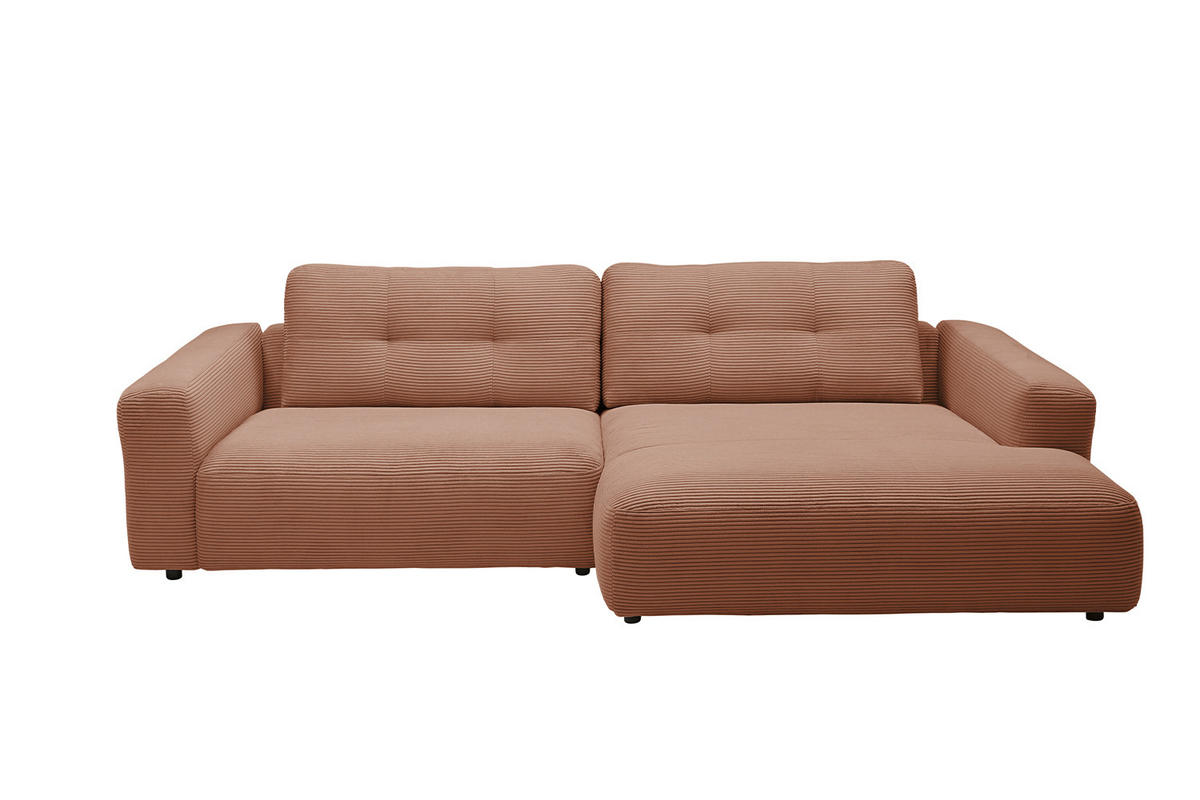ECKSOFA XL MIKA Braun Cord - Dunkelbraun/Schwarz, Kunststoff/Textil (296/167cm) - KAWOLA