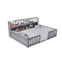 OTROŠKA postelja 140x200 cm s knjižno polico, zaščito pred padcem in letvenim dnom, siva - siva, les (140/200cm)