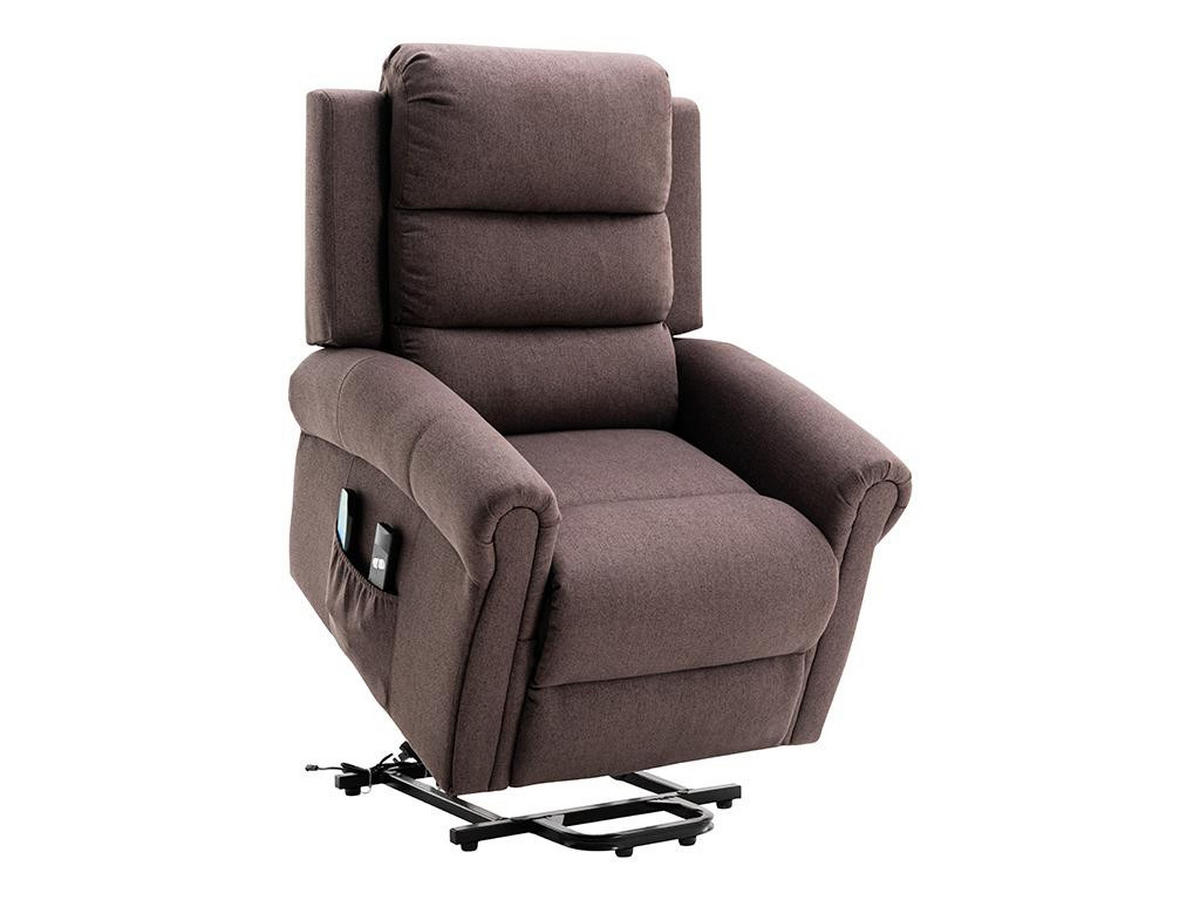 MASSAGESESSEL mit elektrischer Aufstehhilfe - Stoff - Braun - LOVARI - Braun, Textil (91/107/84cm) - Vente-Unique