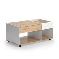 COUCHTISCH Maik Goldkraft Eiche/Weiß 110 x 60 cm mit Schublade - Eiche Wotan/Weiß, Holzwerkstoff (60/110/49.5cm) - Vicco