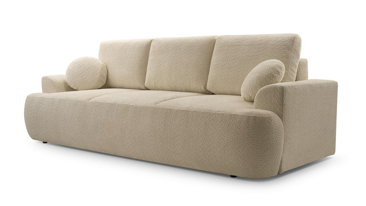 BETTSOFA FILO Beige Bucle-Stoff mit Schlaffunktion - Beige, Textil (110/94/248cm) - MASSENO