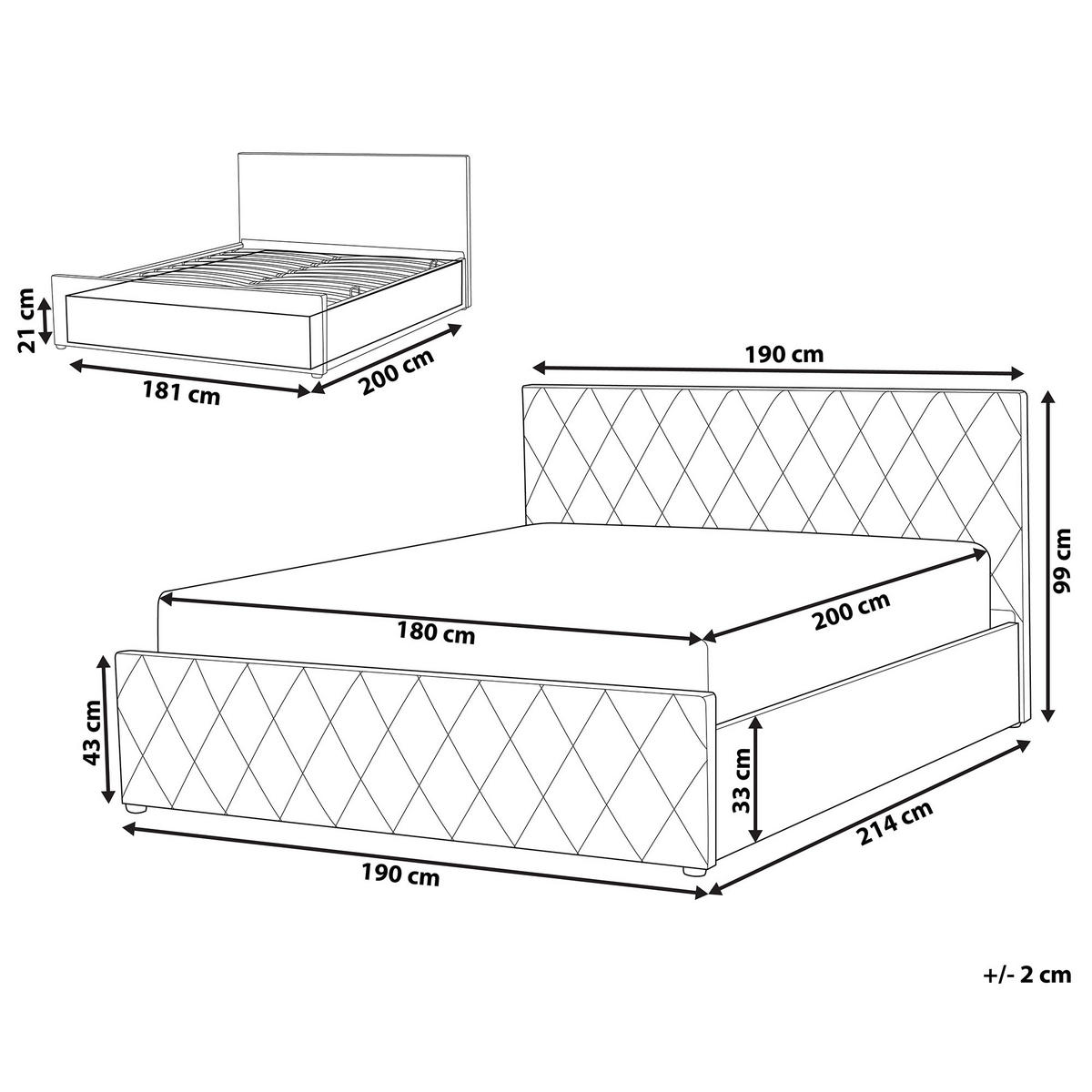 BETT mit Stauraum 180x200 cm Grau Rochefort - Taupe, Kunststoff (180/200cm) - Beliani