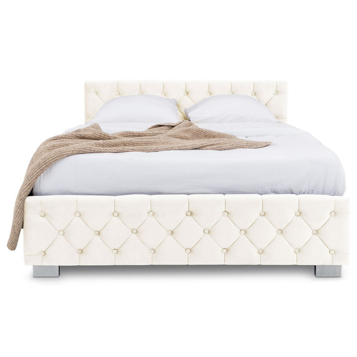 POLSTERBETT NURI 160x200 cm cremeweiß - Creme, Textil (160/200cm) - IDIMEX