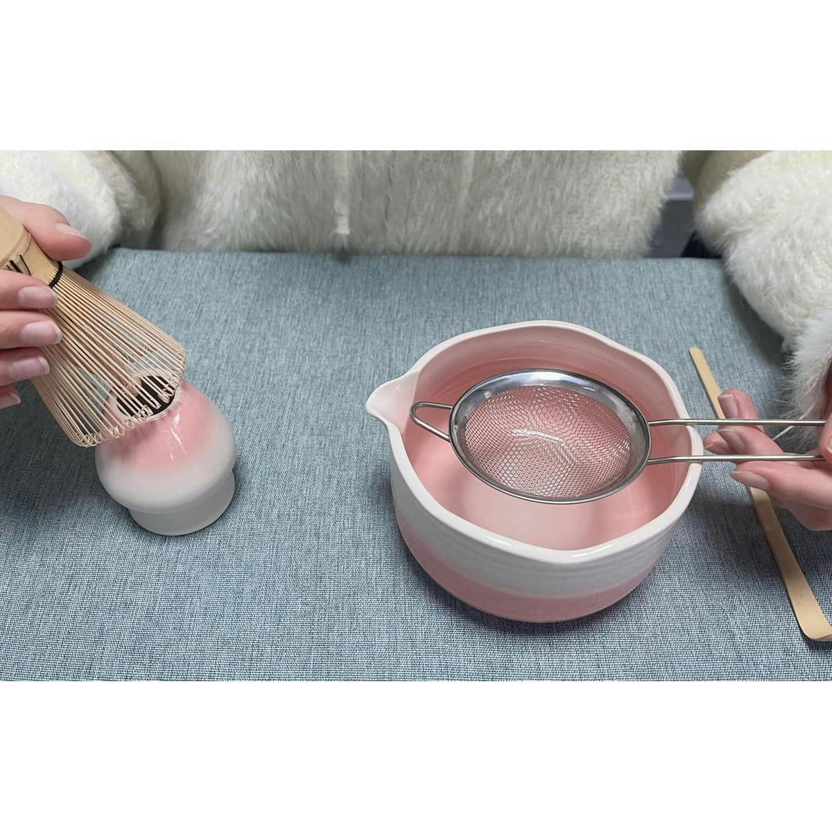 MATCHA Set 5-teiliges Set - Rosa, Naturmaterialien (13/8/13cm)