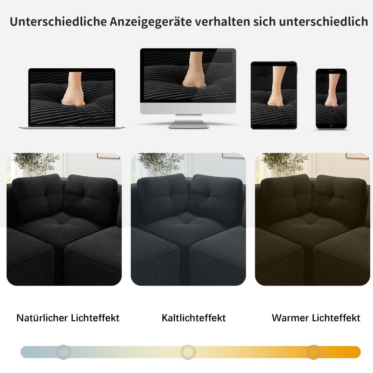 ECKSOFA 386/104/69 cm schwarz aus Cord mit tiefer Sitzfläche und modularem Design - Schwarz, Textil (104/386cm) - OKWISH