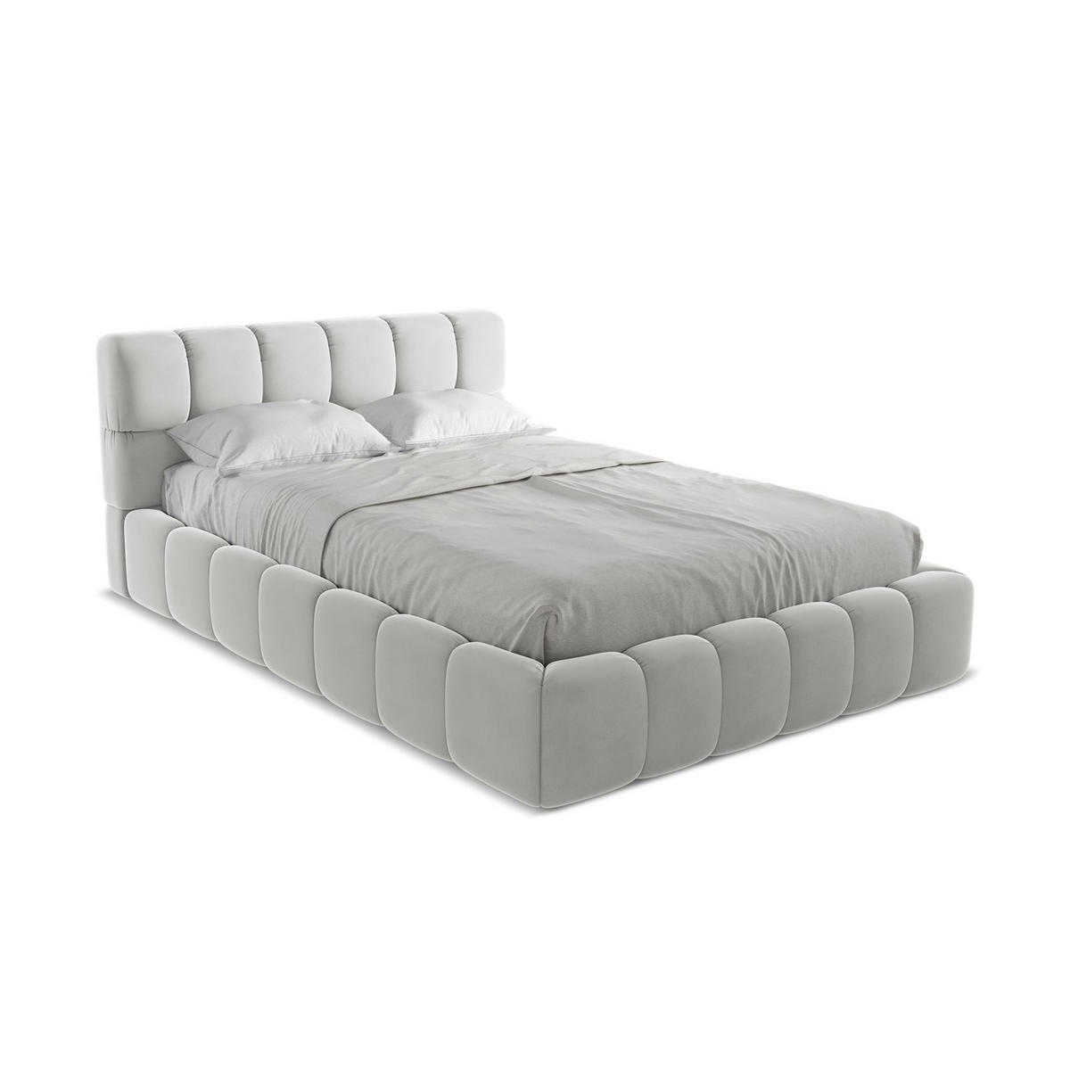 POLSTERBETT mit Bettkasten und Lattenrost 160x228 Grau - Silberfarben/Schwarz, Kunststoff/Textil (140/200cm) - LaMiaSofa