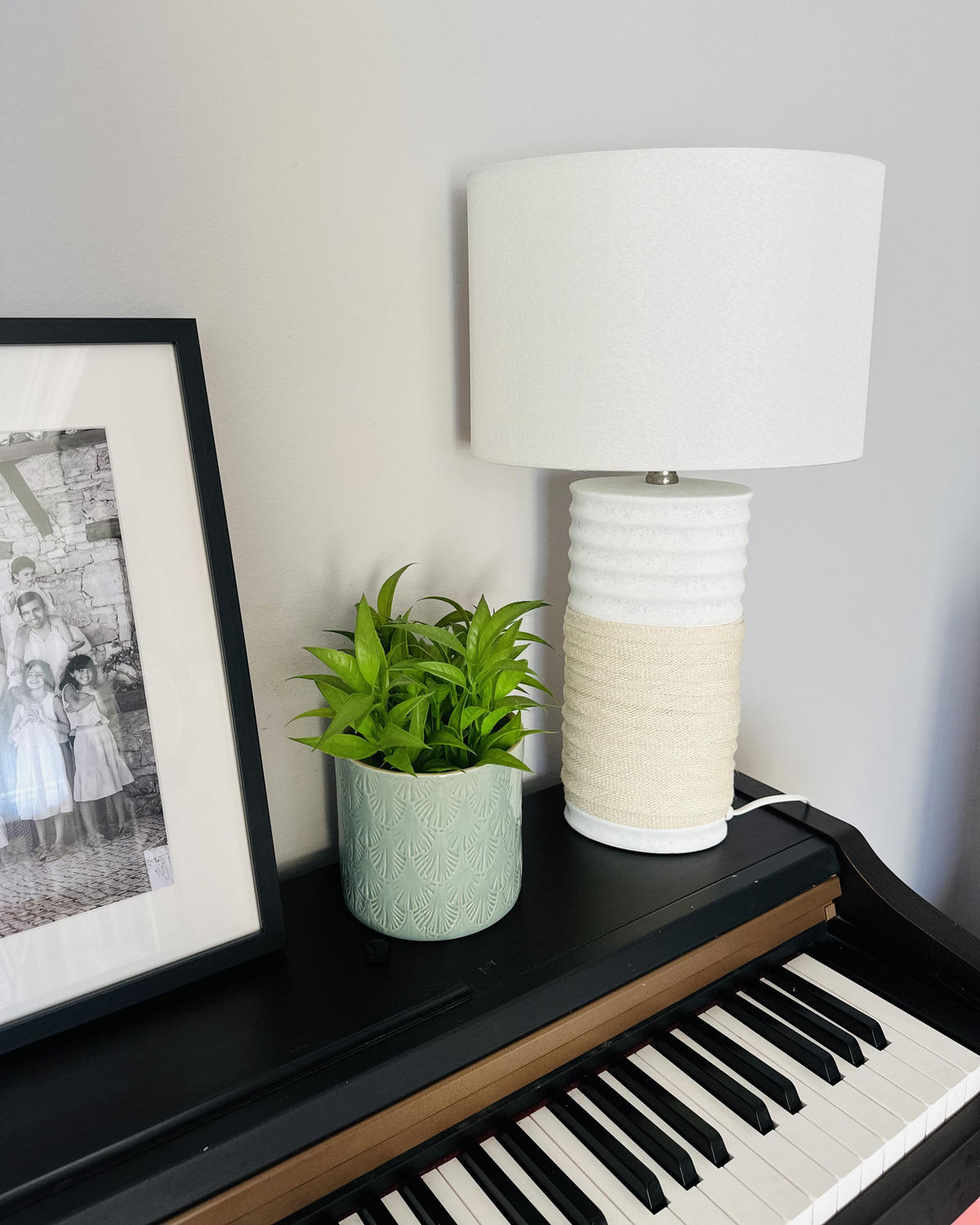 STOLNÍ LAMPA Navia 30/30/50 cm - bílá, keramika (30/30/50cm) - Beliani