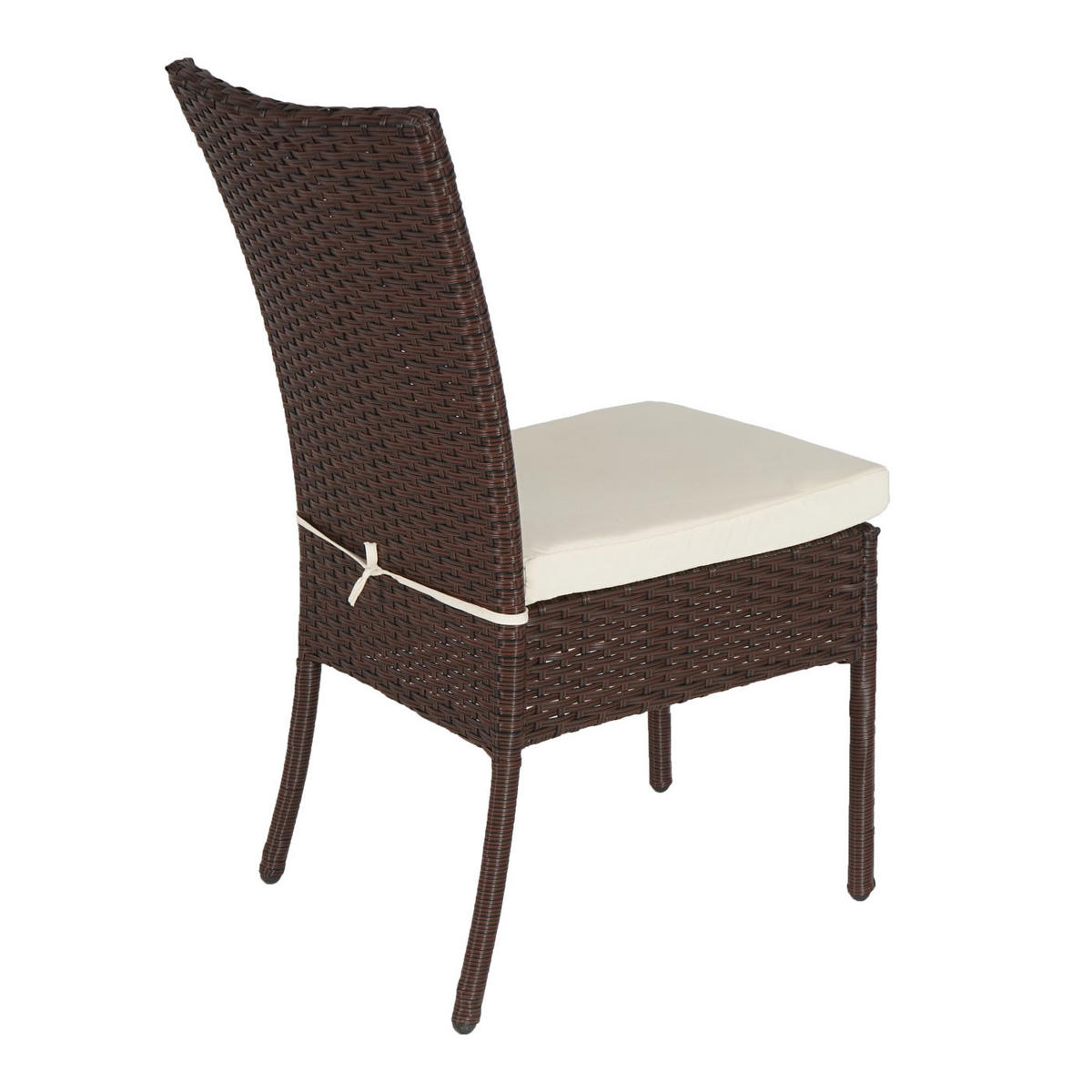 POLY-RATTAN STUHL Braun, Cremeweiß 2er-Set - Braun/Weiß, Kunststoff (52/90/58cm) - MCW