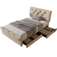 POLSTERBETT 90/200 cm Natur aus Metall und Holz mit 2 Schubladen - Naturfarben, Metall (90/200cm) - OKMYHOME