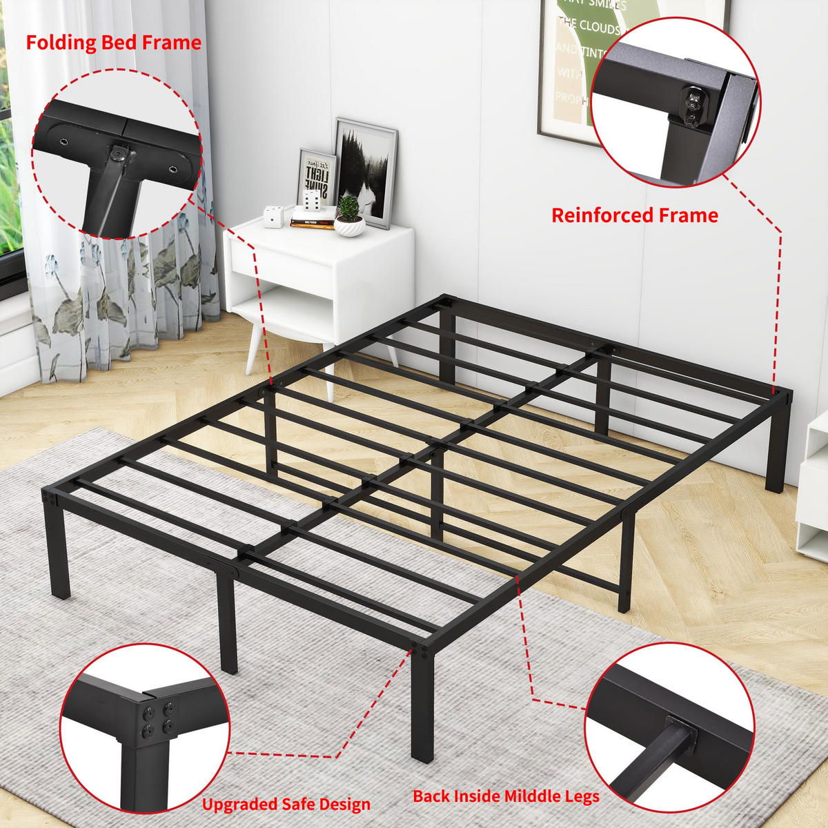 METALLBETT 120/200 cm DE-33035 mit Stauraum und geräuschlos Schwarz - Schwarz, Metall (120/200cm) - ComfortXL
