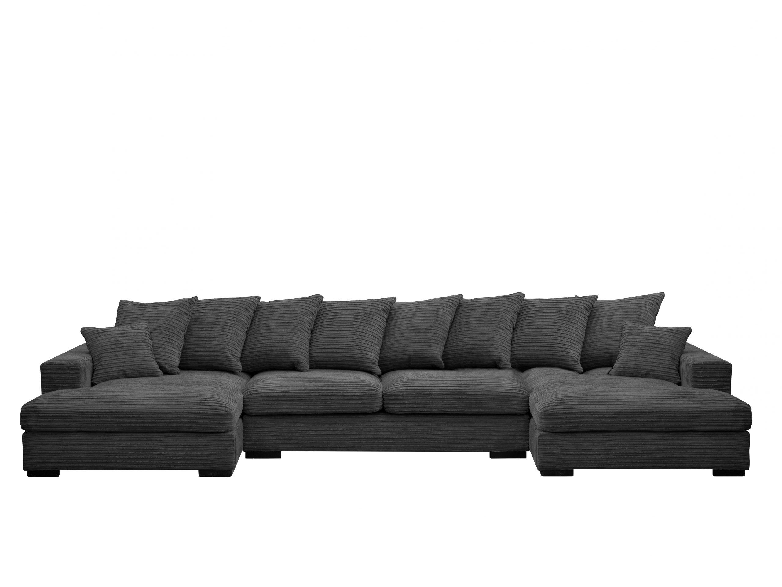 ECKSOFA mit Schlaffunktion und Bettkasten Couch U-form Gabon Stoff Zoom Graphit - Graphitfarben, Holz (373/155cm) - Kaiser Möbel