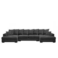 ECKSOFA mit Schlaffunktion und Bettkasten Couch U-form Gabon Stoff Zoom Graphit - Graphitfarben, Holz (373/155cm) - Kaiser Möbel
