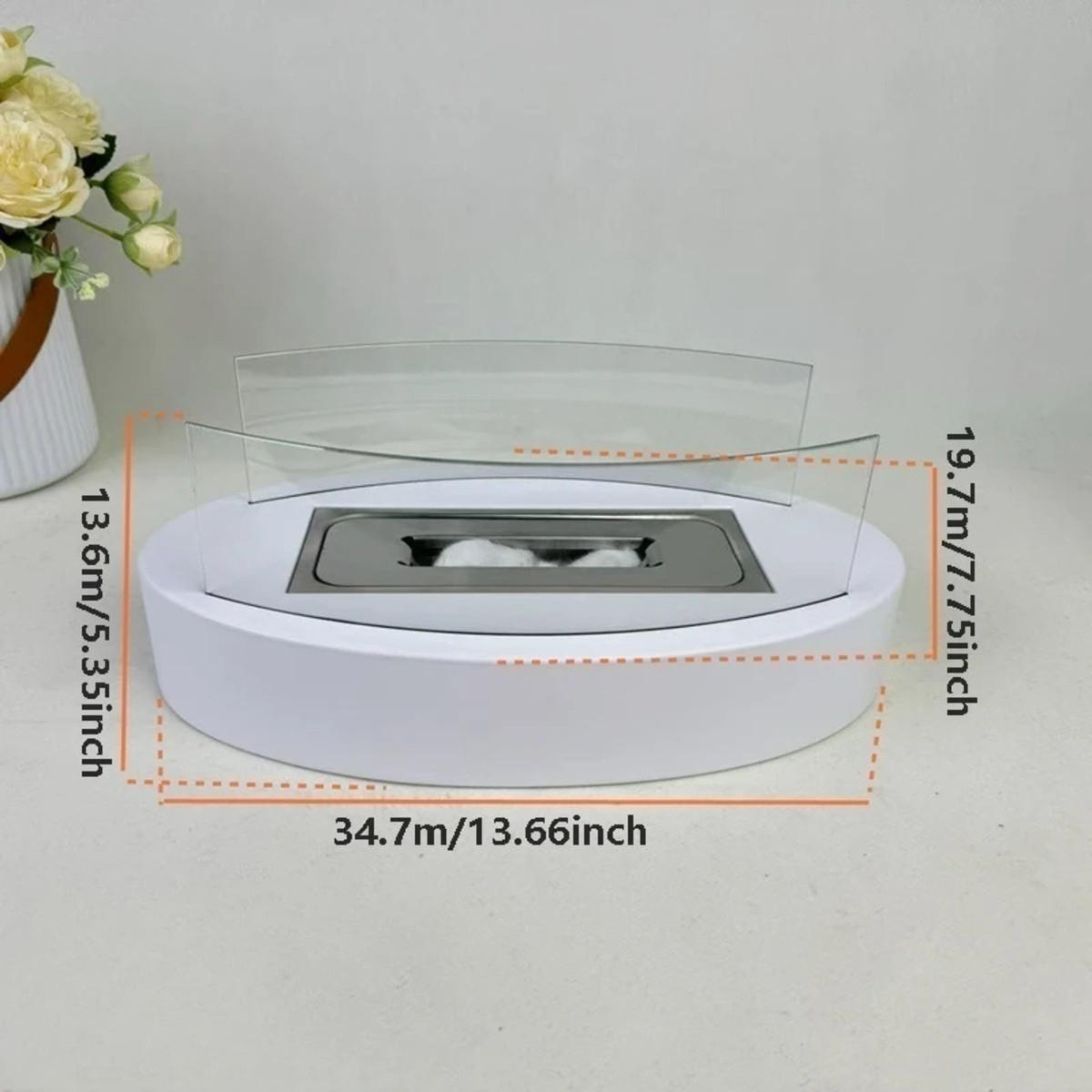BIOETHANOL-KAMIN Weiß 34.5/13.6/19.7 cm - Weiß, Metall (19.7/13.6/34.5cm) - Authentics