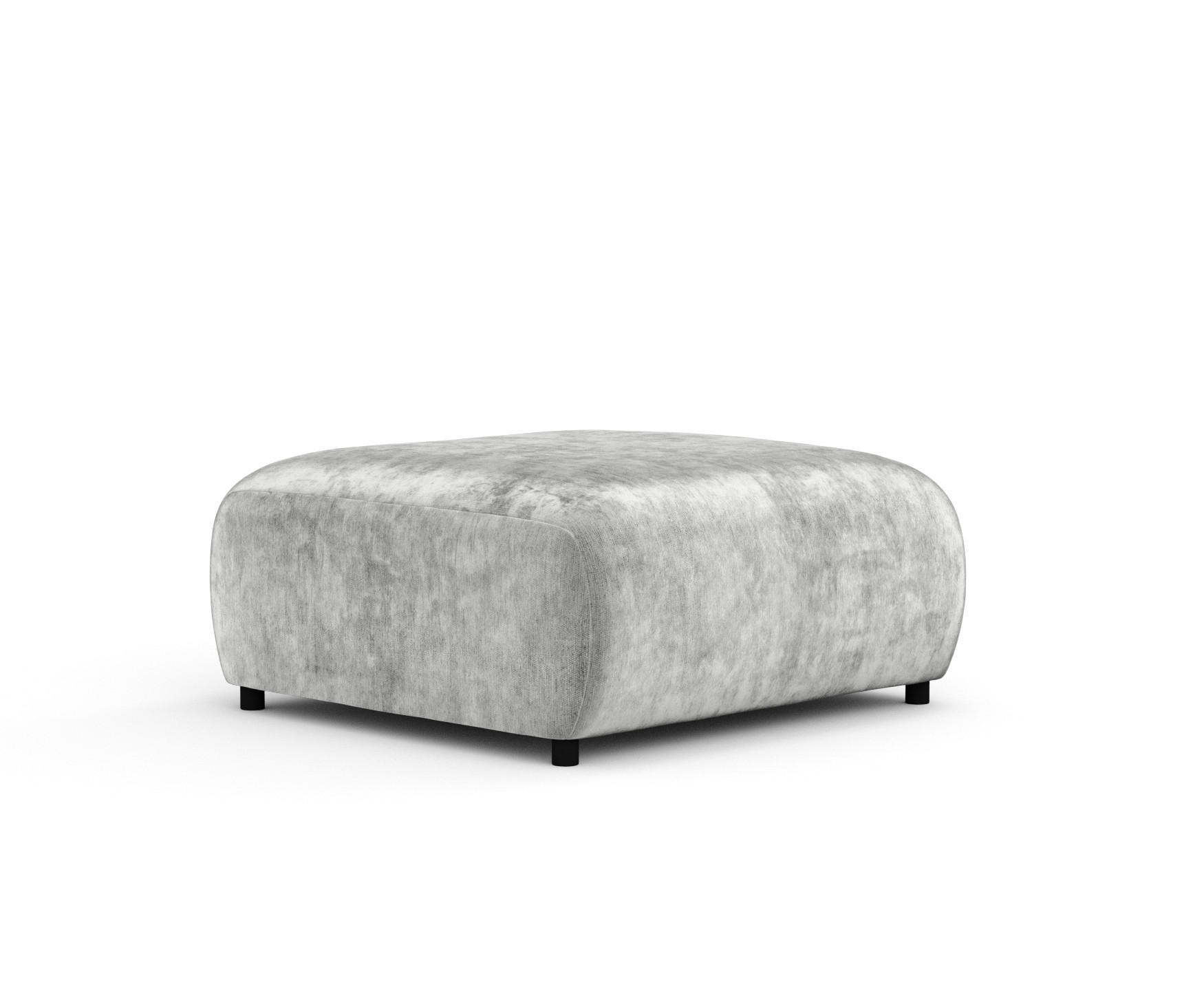 POUF S Zanzibar Hellgrau Chenille - Hellgrau/Schwarz, Holz/Holzwerkstoff (88/37/88cm) - Maison de Reve