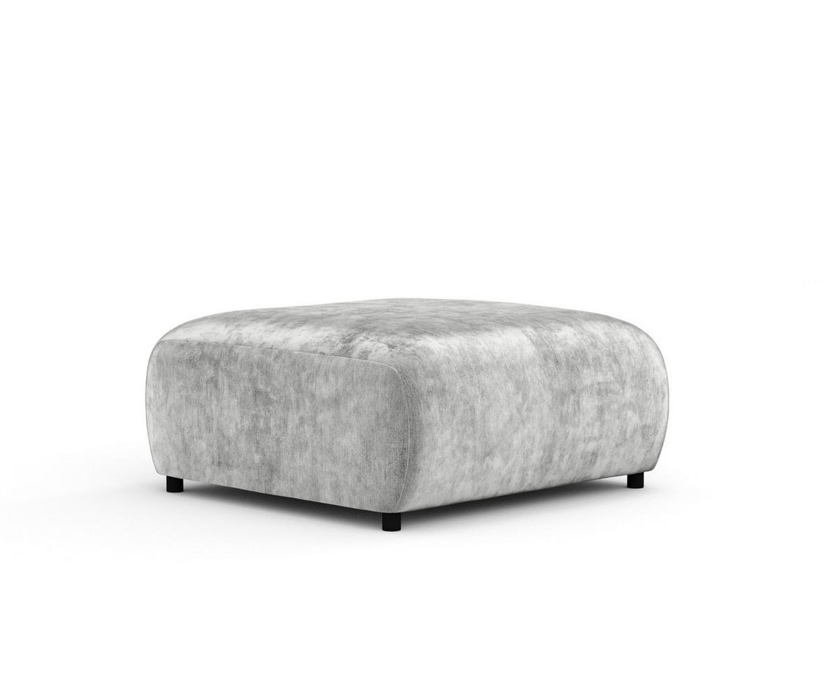 POUF S Zanzibar Hellgrau Chenille - Hellgrau/Schwarz, Holz/Holzwerkstoff (88/37/88cm) - Maison de Reve