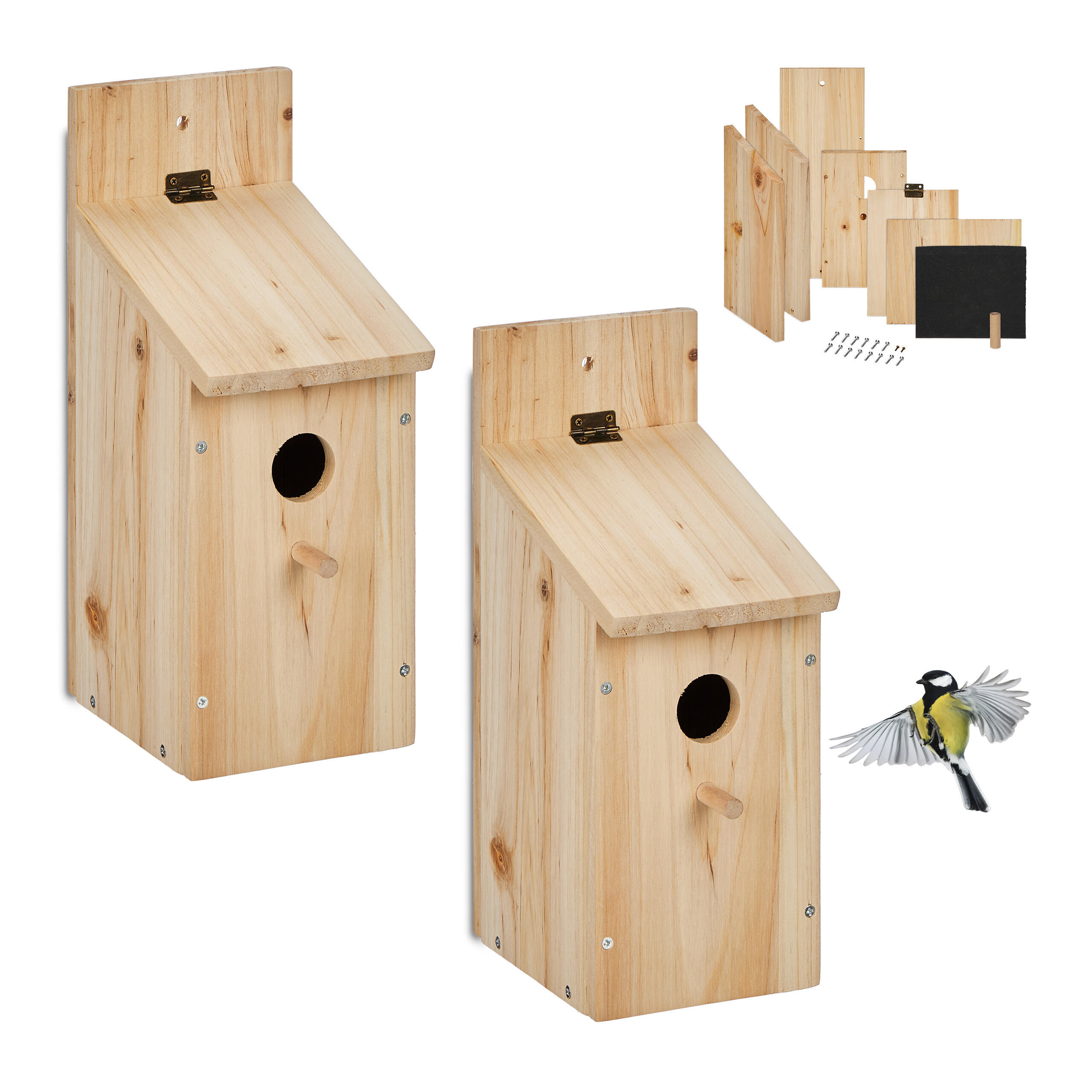 2XNISTKASTEN - Hellbraun, Holz (11.5/29.5/17cm) - Relaxdays