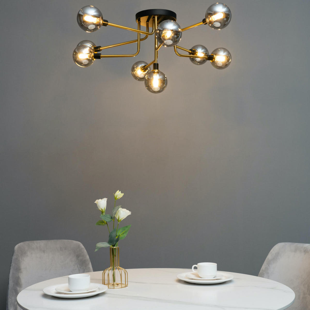 DECKENLEUCHTE Merano, Schwarz und gold, 34cm - Goldfarben, Glas (34/85/34cm) - KOSILUM