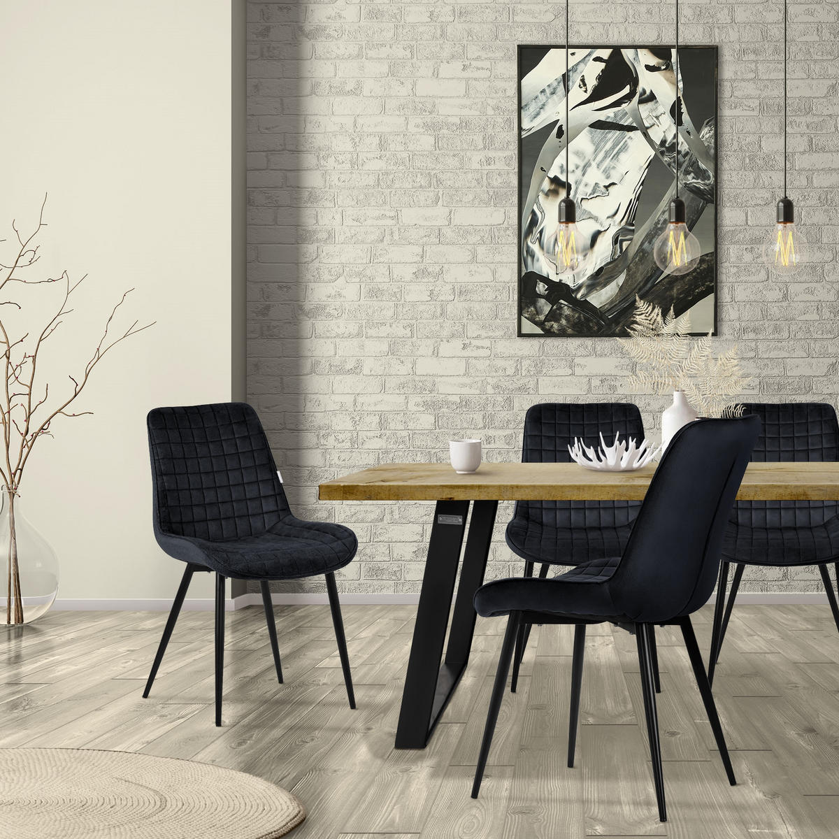 ESSZIMMERSTUHL Schwarz 2er Set - Schwarz, Metall (52/89/60cm) - ML-DESIGN