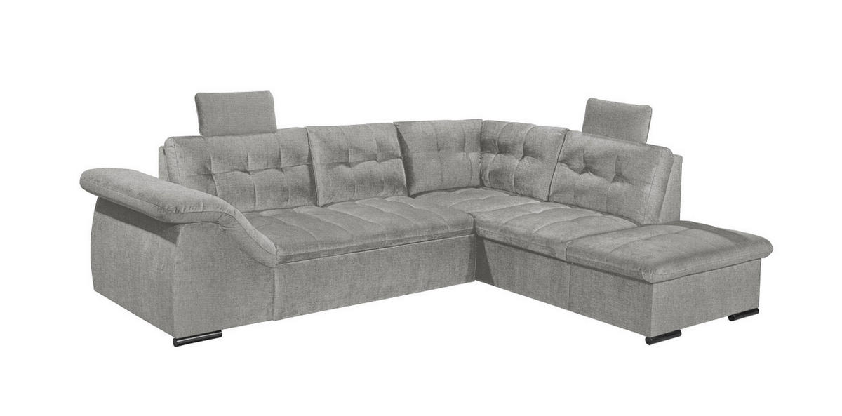 ECKSOFA mit Schlaffunktion und Bettkasten, verstellbare Armlehnen - Hellgrau, Textil (283/217cm) - ed exciting design