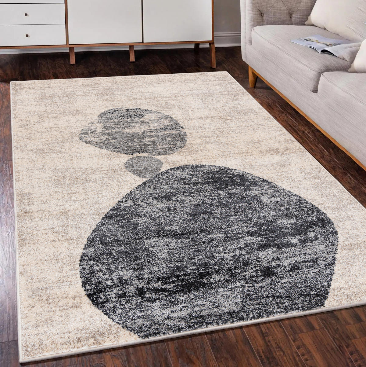 TEPPICH Beige Geometrisch In-Outdoor Pflanzlich Kurzflor Rechteckig 160 x 230 cm - Beige/Hellgrau, Textil (160/230cm) - Mazovia