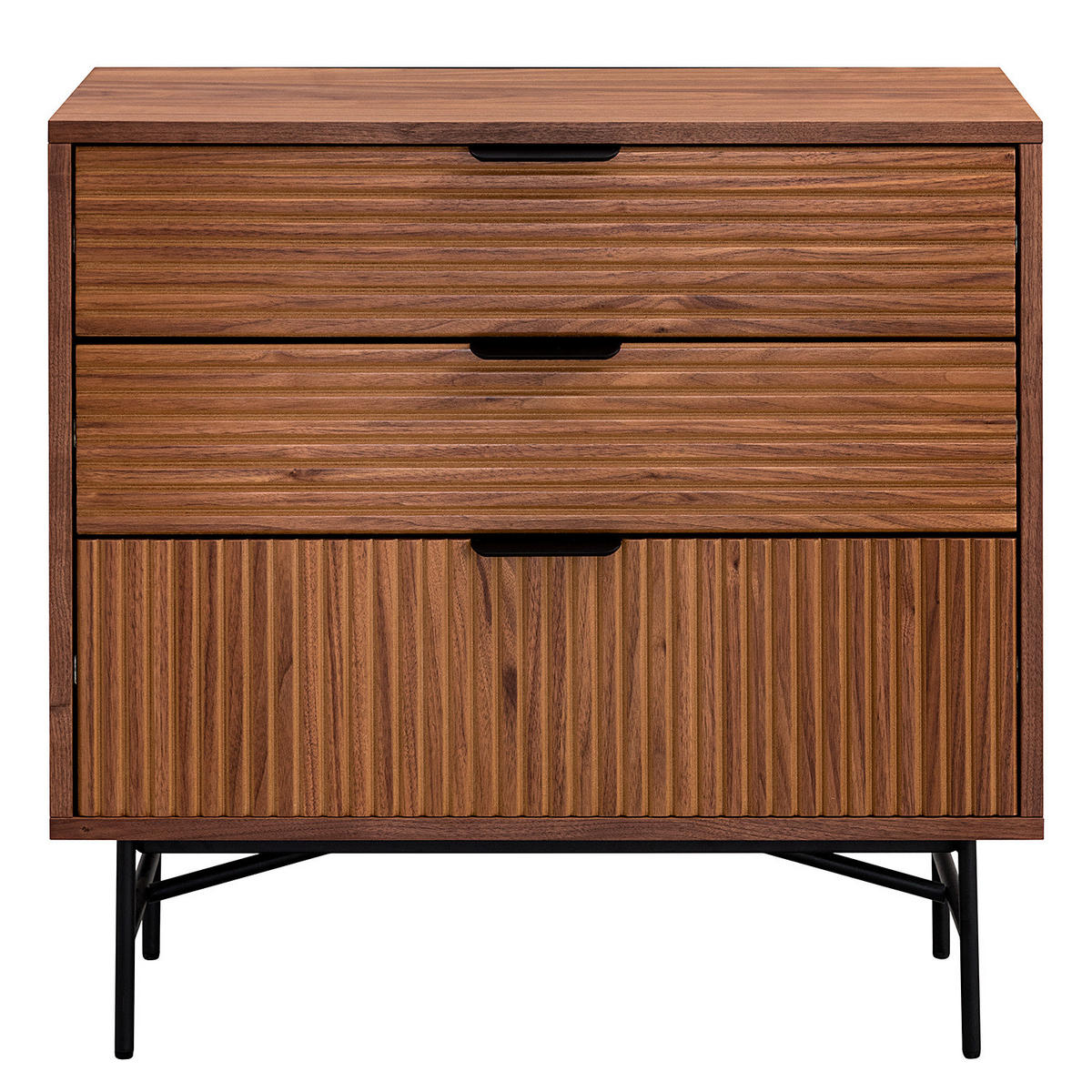 KOMMODE - MDF / Metall - Walnussfarben/Schwarz, Holzwerkstoff/Metall (80/80/40cm) - home24