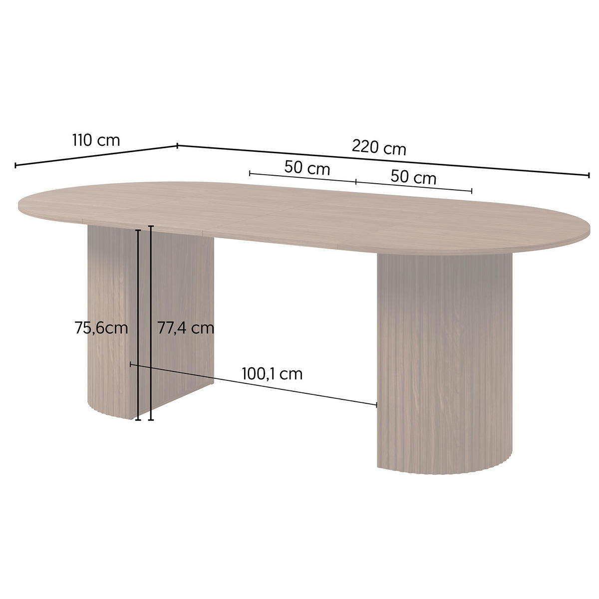 JÍDELNÍ STŮL Carlo, kulatý rozkládací, 120–220 cm, ořech - barva vlašského ořechu, kompozitní dřevo (110/120/77cm) - Beautysofa