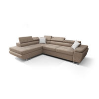 ECKSOFA KONGO RBN04, Eckcouch in L-Form mit Schlaffunktion, Farbe: Beige, Velourstoff, Ottomane Links - Beige, Textil (272/200cm) - O-Sofa
