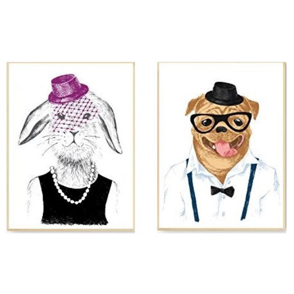 POSTER Set Mit 2 Illustrated Tiere A4 Rahmenlos - Klar, Papier (29.7/5/21cm) - Nacnic