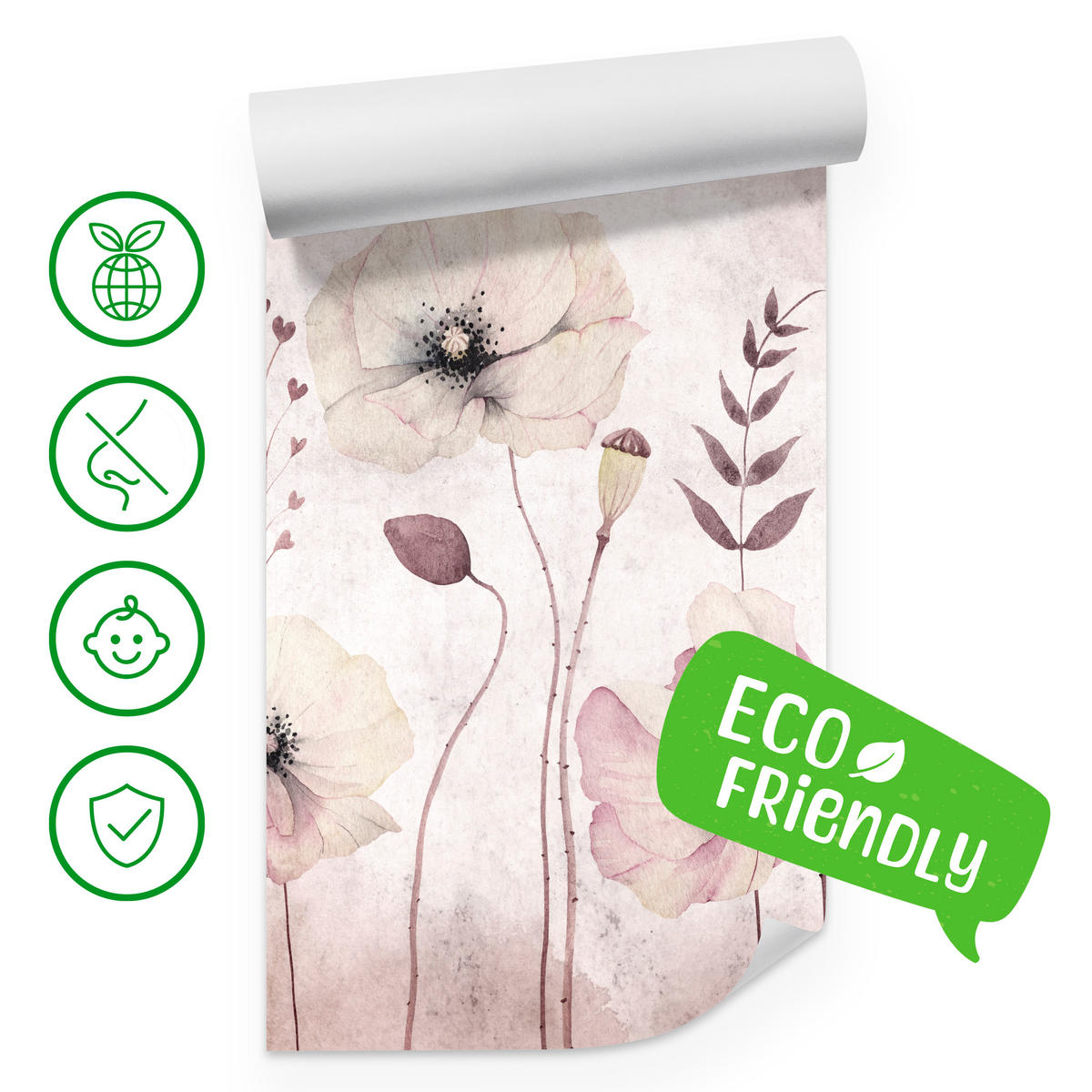 FOTOTAPETE für Schlafzimmer Zarte Mohnblumen Wiese Blumen 500x350 - Violett, Papier (500/350cm) - Muralo