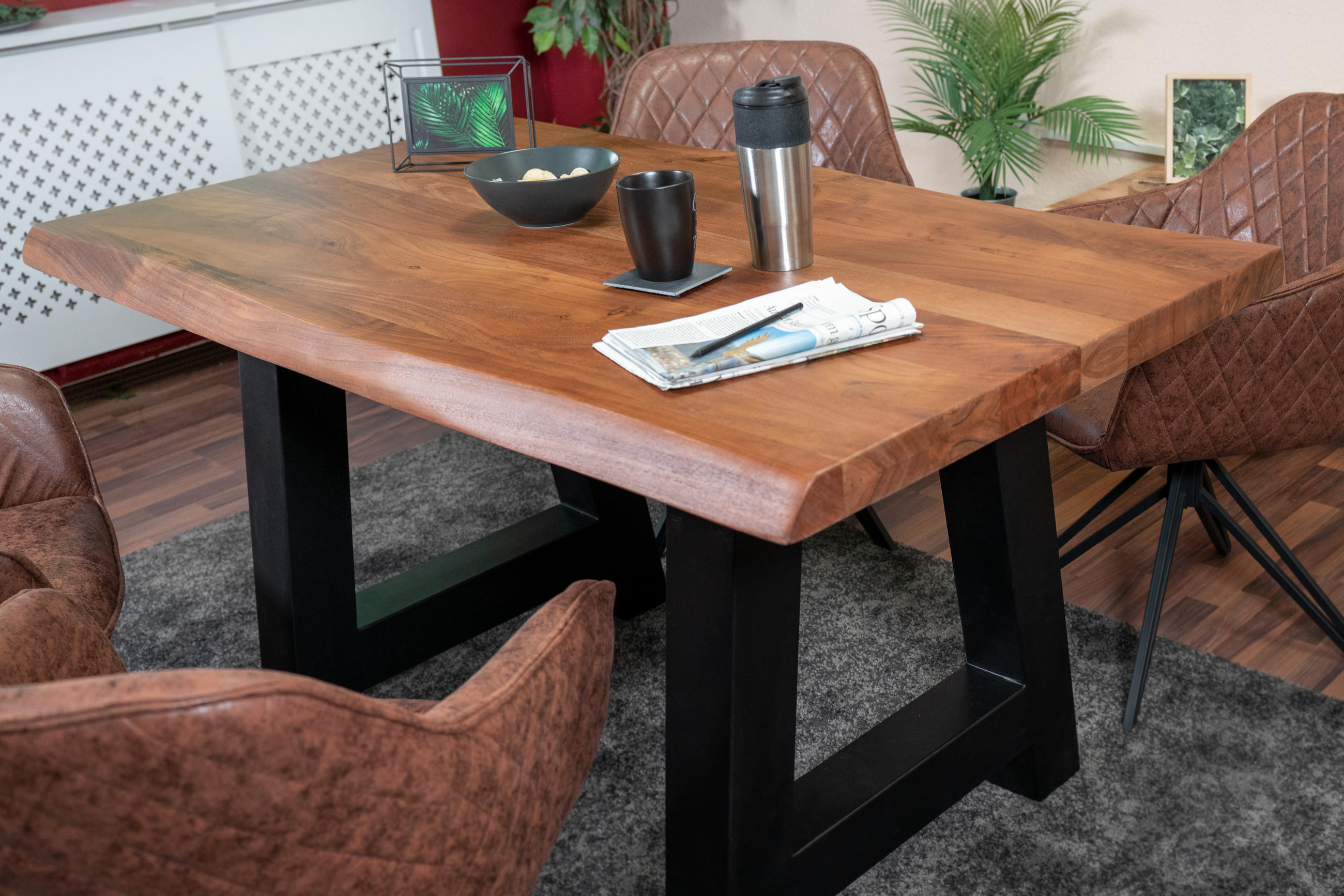 ESSTISCH CALI - Schwarz/Braun, Holz/Metall (80/120/77cm) - SAM