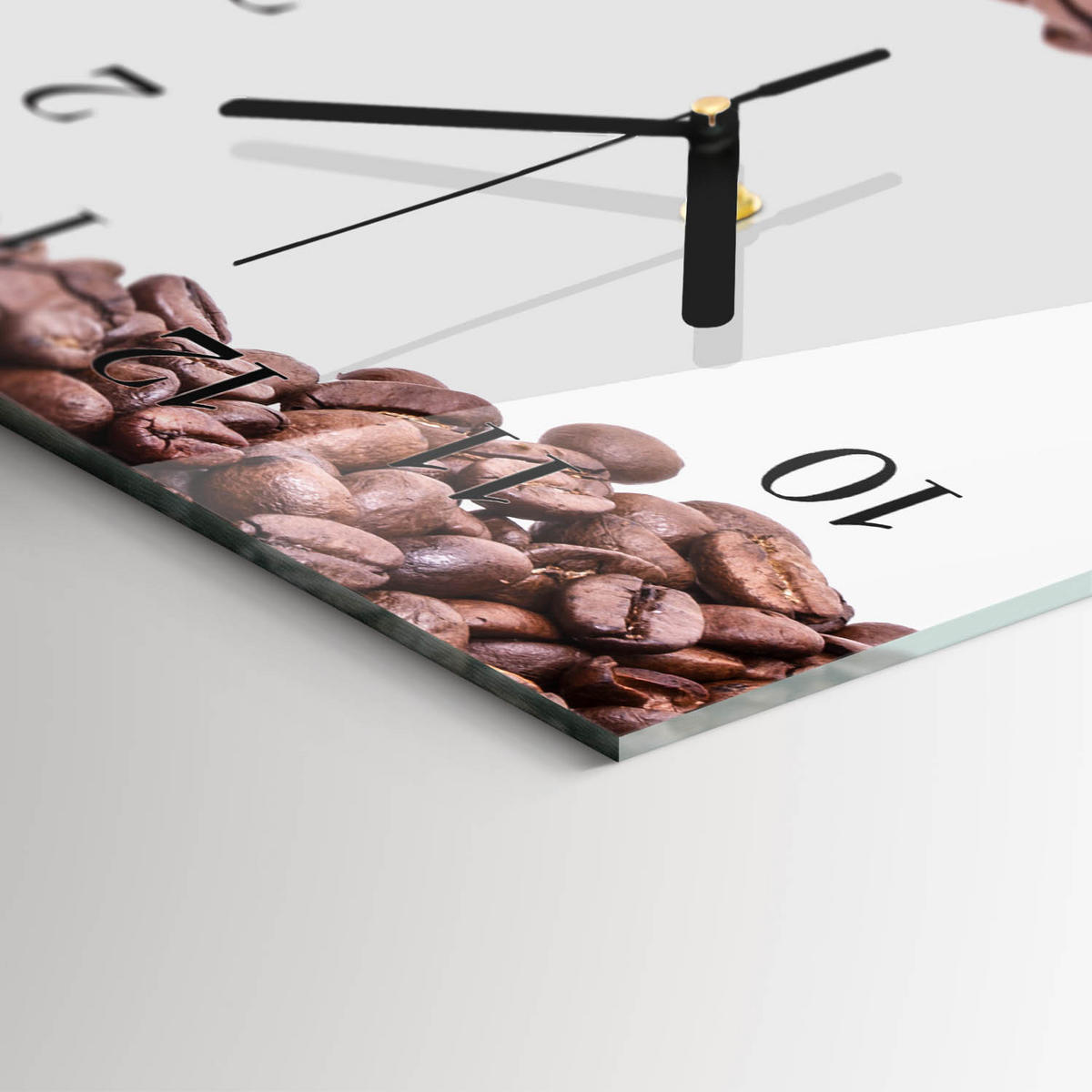 WANDUHR 60x30 cm - Kaffeebohnen - Braun, Glas (60/30/0.4cm) - TULUP