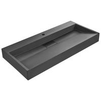 HÄNGEWASCHBECKEN Schwarz 100/46 cm Mineralguss Quenko - Schwarz, Naturmaterialien (100/12/46cm) - Beliani