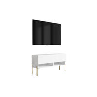 TV-LOWBOARD 100 cm Mattweiß, gerade goldene Beine, 100 × 32 × 52 cm - Weiß, Holzwerkstoff (100/52/32cm) - 3XE LIVING