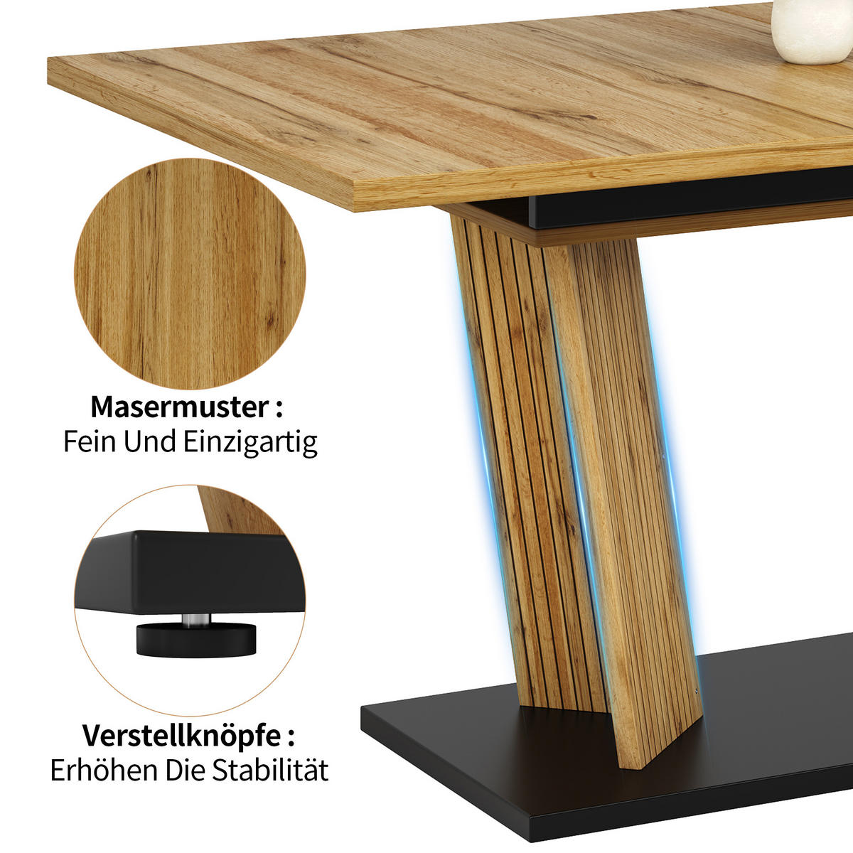 ESSTISCH ausziehbar 120-160/80/76 cm DE-39645 Eichenfarbe - Eichefarben, Holzwerkstoff (80/160/76cm) - ComfortXL