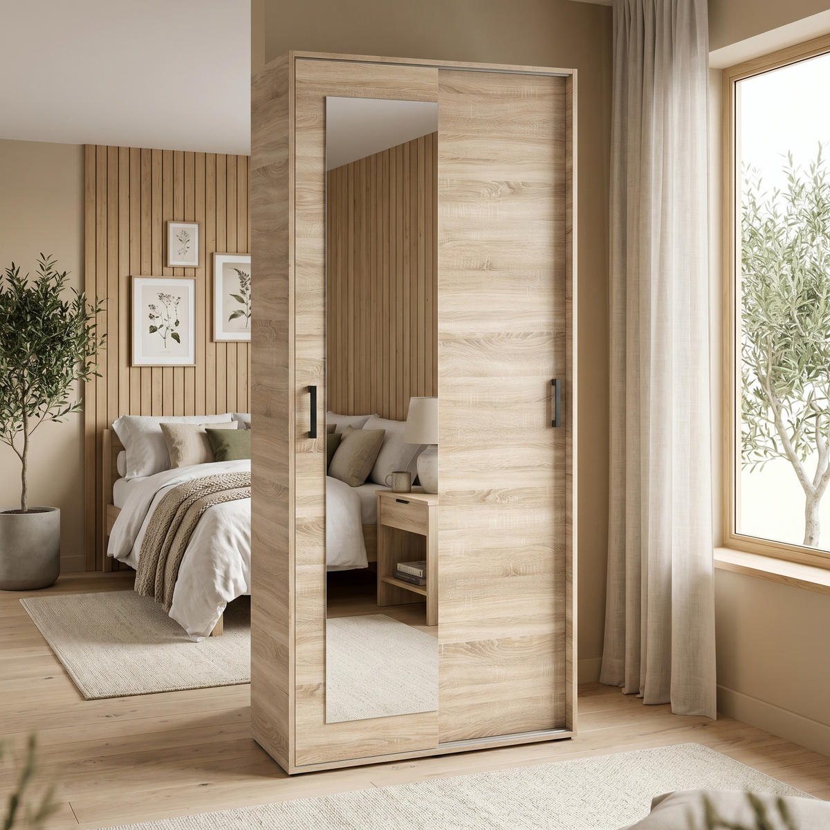 GARDEROBENSCHRANK BENVENO 90/21040 Modern Garderobenschrank Sonoma Eiche - Sonoma Eiche, Holzwerkstoff (90/210/40cm) - MASSENO