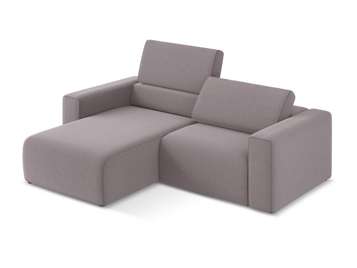 ECKSOFA Links Samt Stoff Violett - Lila/Flieder, Kunststoff/Textil (167/224cm) - Makamii