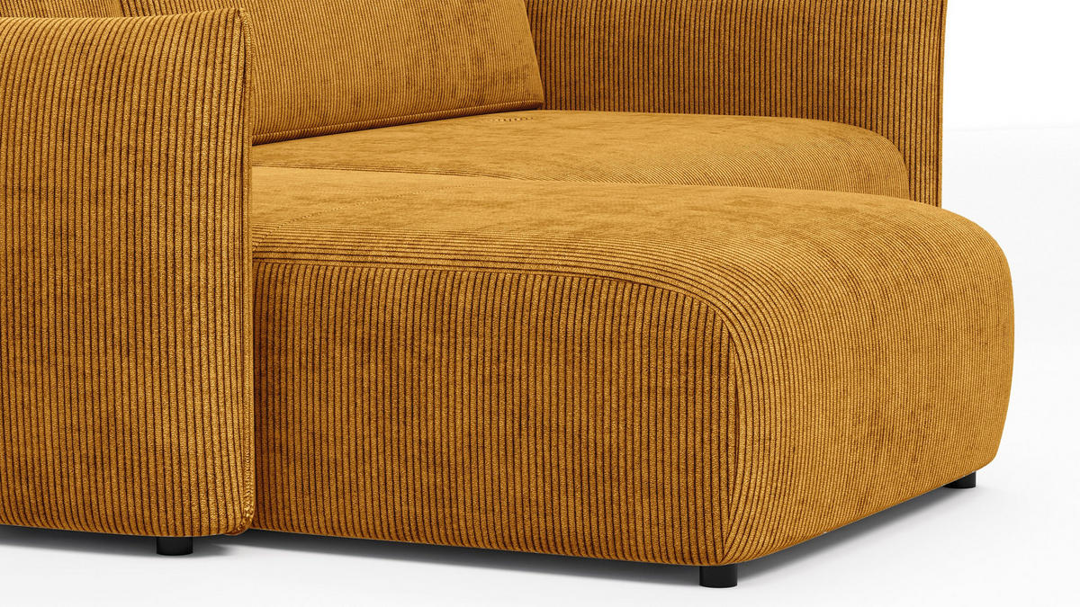 ECKSOFA TAUER 3-Sitzer rechts, safran - Gelb/Schwarz, Holz/Textil (248/173cm) - Courtois Laville