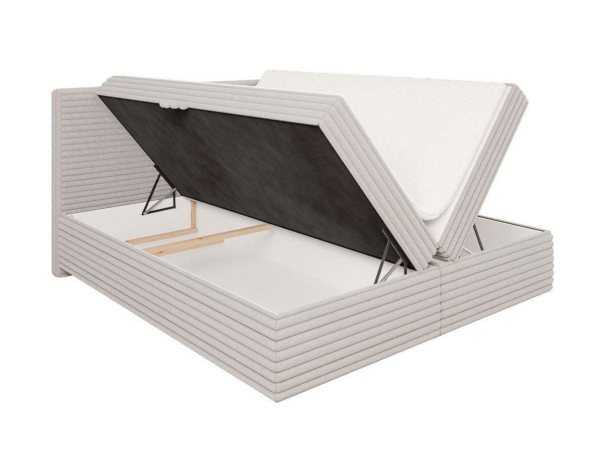 BOXBETT Roma 180/200 cm Hellgrau Plüschcord - Hellgrau/Schwarz, Holz/Kunststoff (180/200cm) - S-Style Möbel