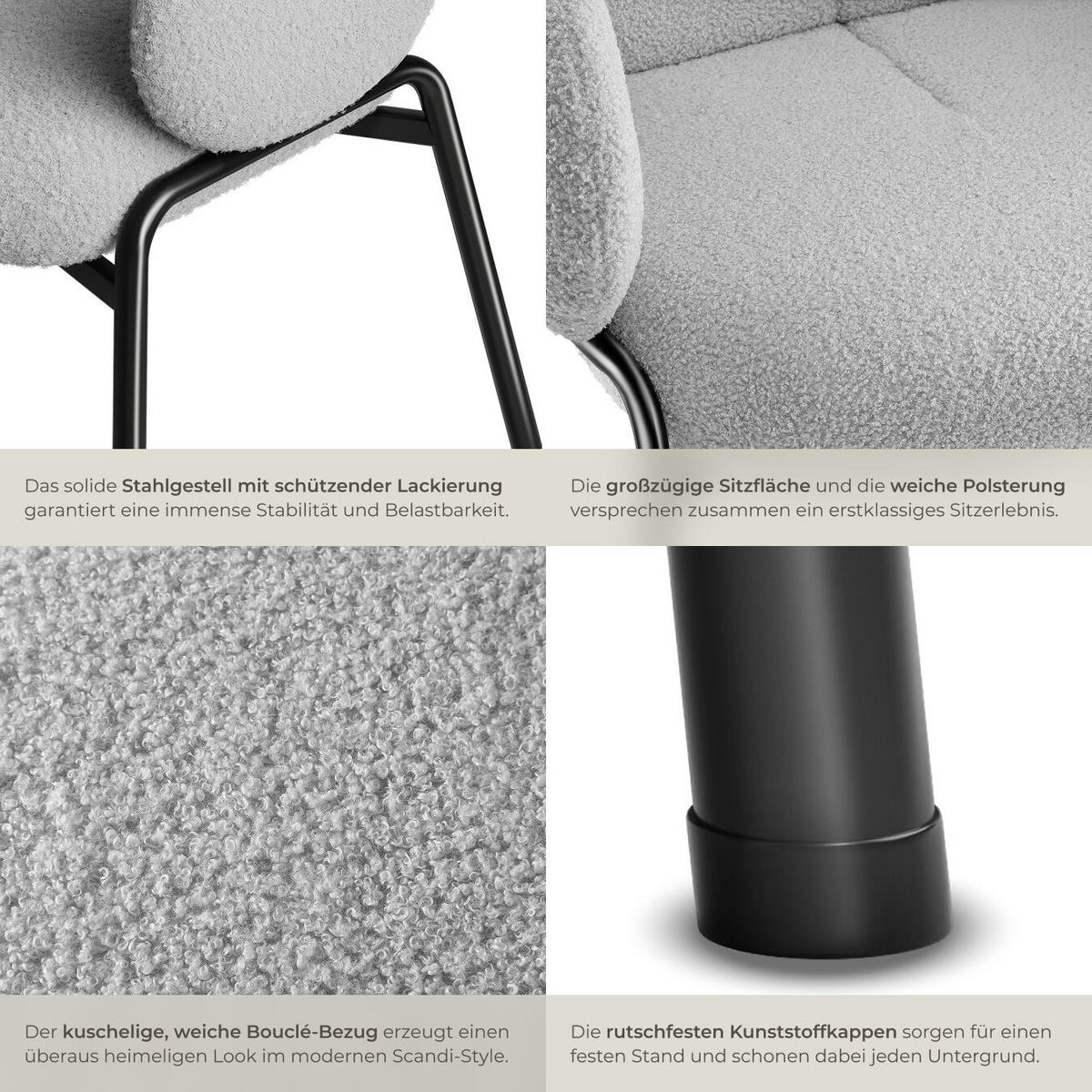 STUHL 6er Set Scandi Belastbarkeit 120 kg 61 5 x 62 x 90 - Hellgrau, Kunststoff (62/90/61.5cm) - tectake